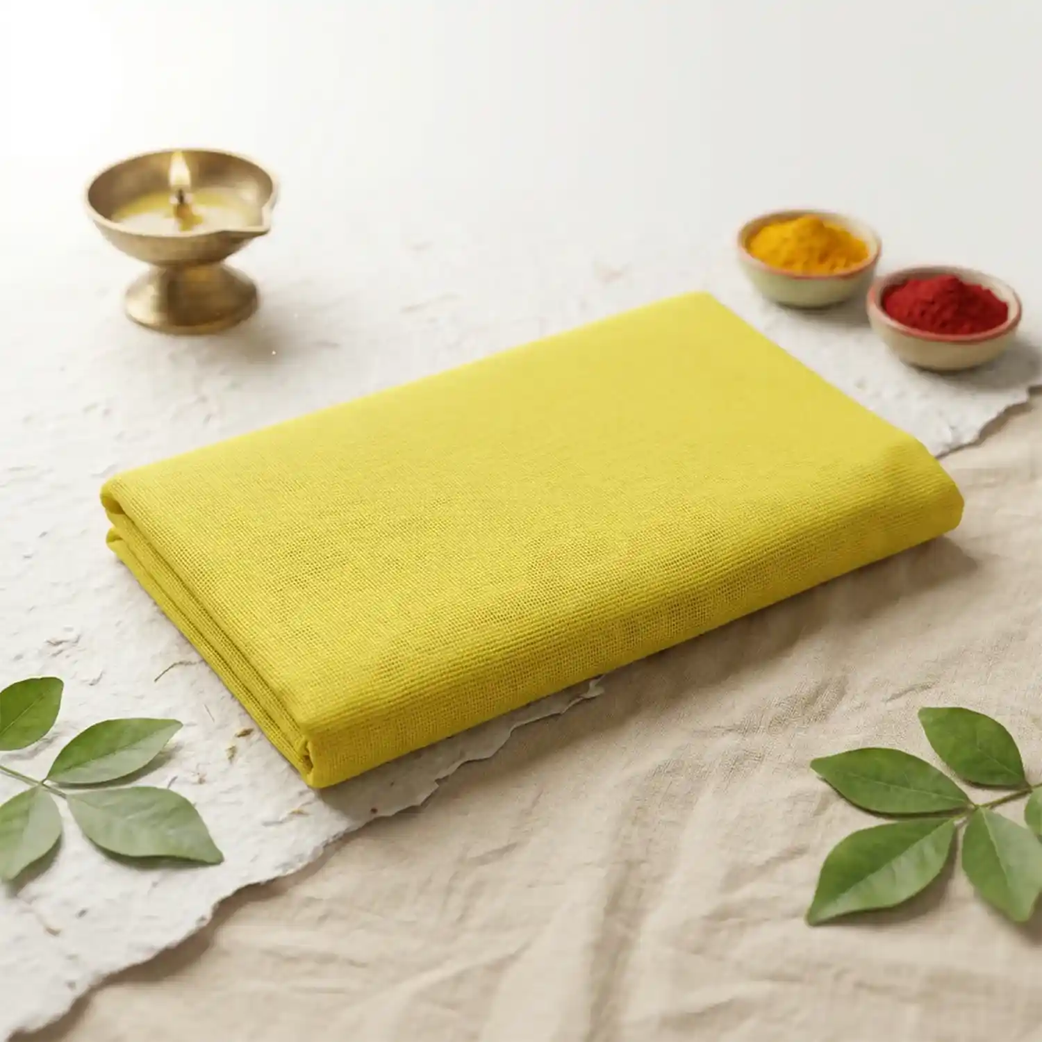 Yellow Puja Cloth | Holud Shalu Kapor